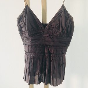 💝Club Monaco Spaghetti Strap Eyelet Ruffle Top